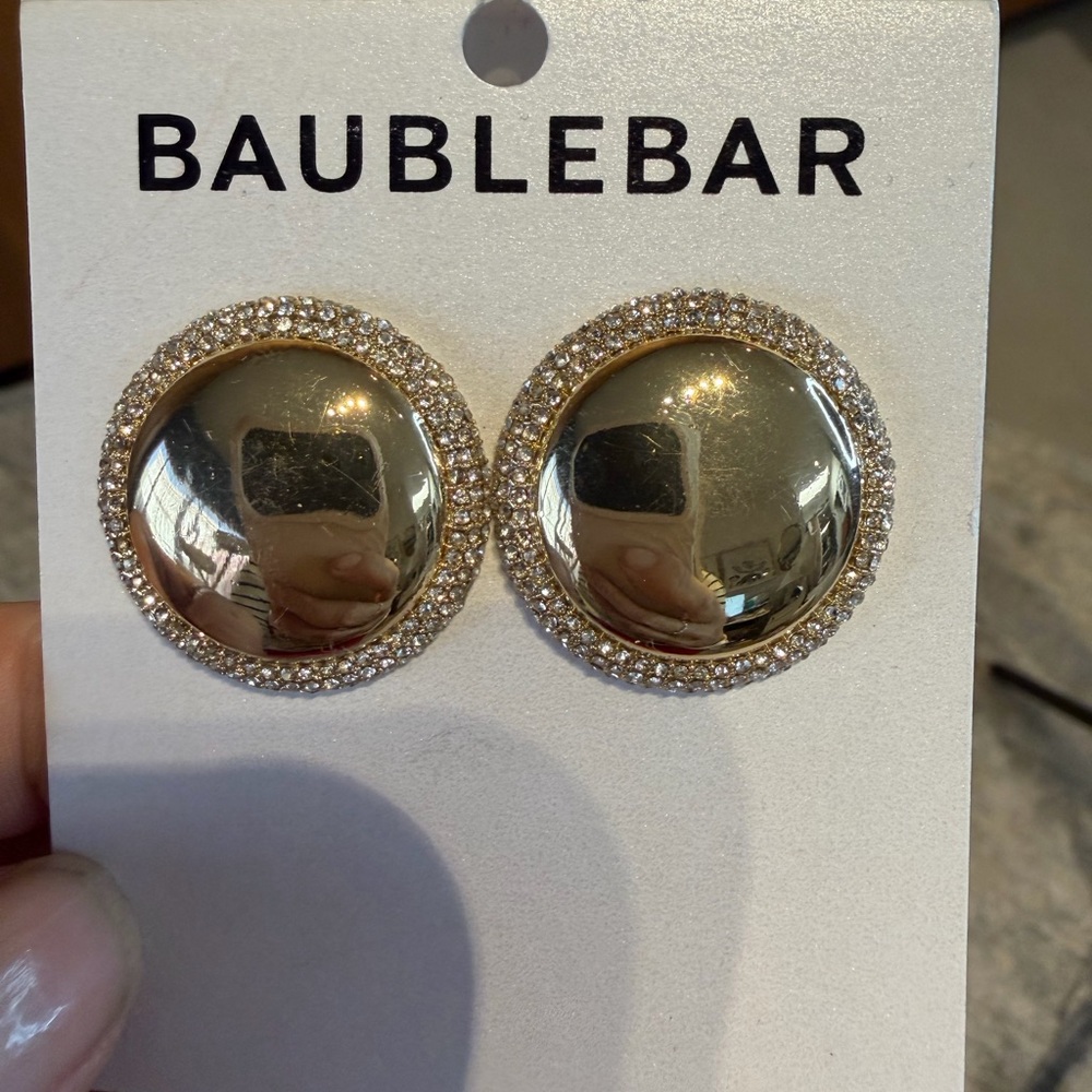 BaubleBar Gold Dome Halo Stud Earrings